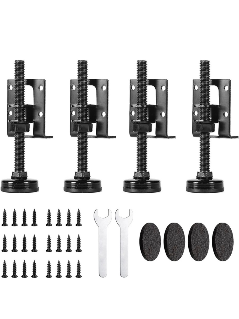 4 Pack Heavy Duty Adjustable Leveling Feet - Furniture Levelers- Used- non slip